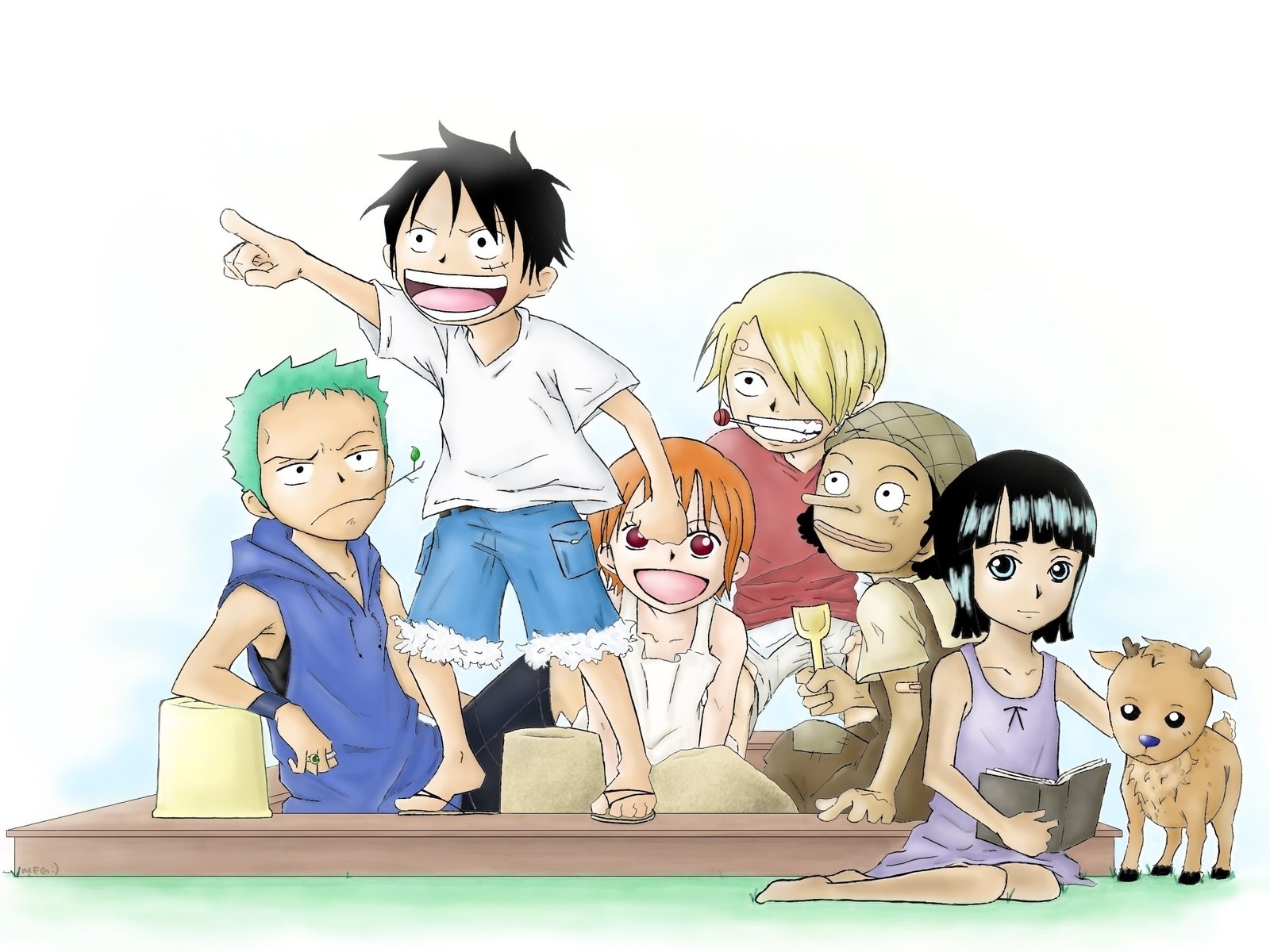 One Piece crew at the beach