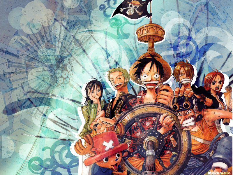 One Piece crew at the helm