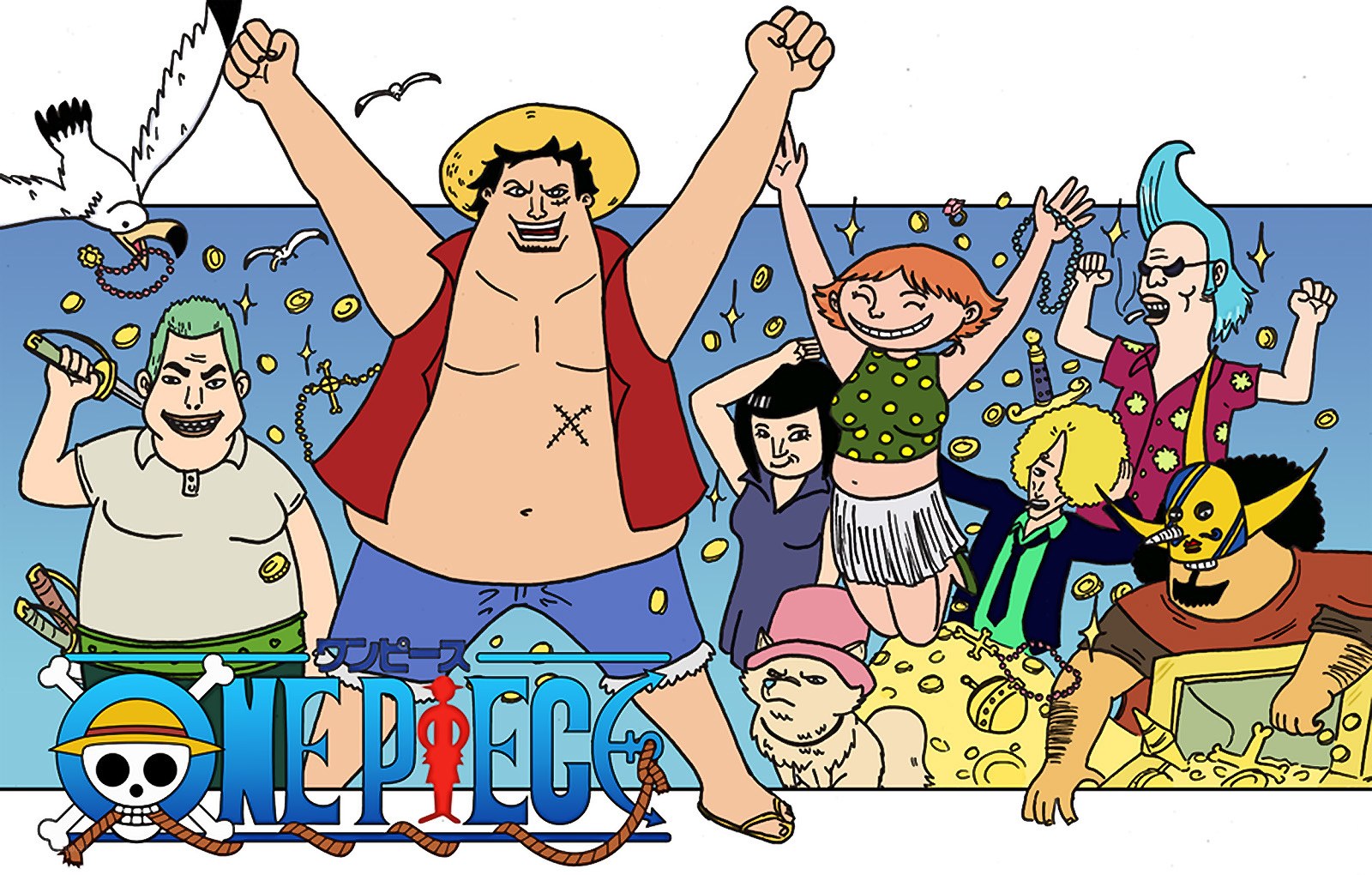 One Piece crew celebration