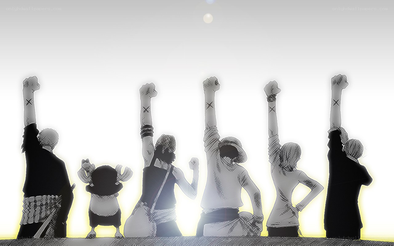 One Piece crew cheering