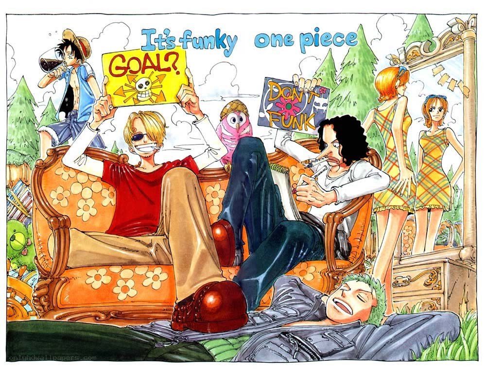 One Piece crew in a funky scene