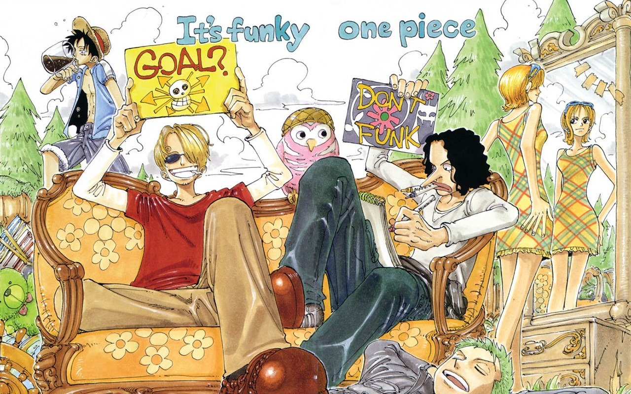 One Piece crew in a funky scene
