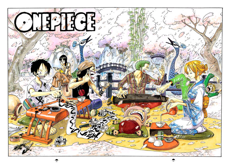 One Piece crew in a garden
