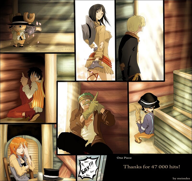 One Piece crew in a wooden room