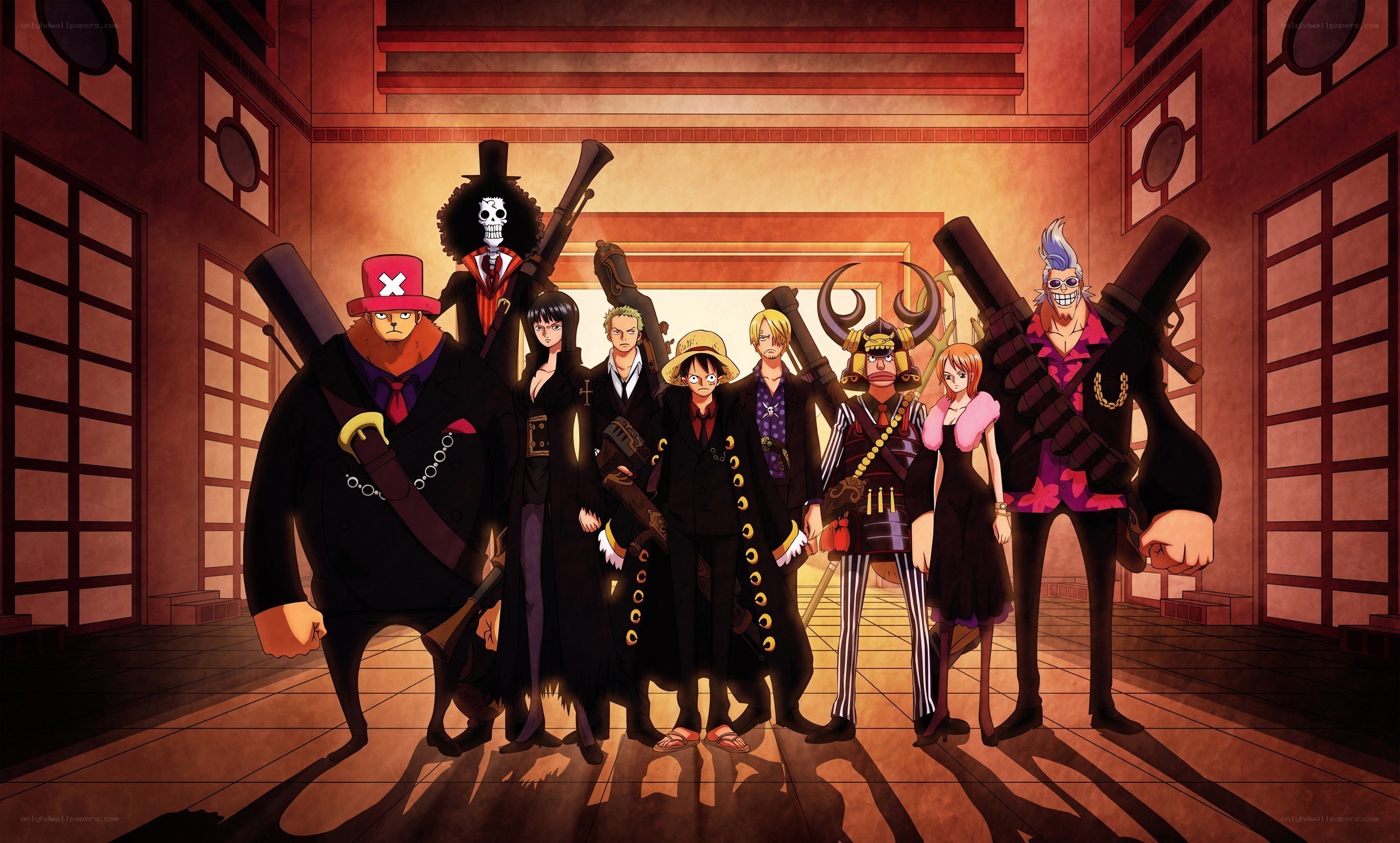 One Piece crew in grand hall