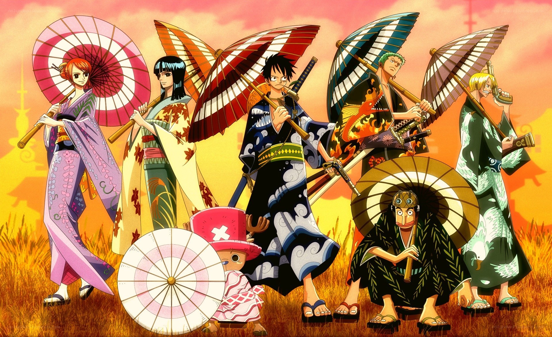 One Piece crew in kimonos