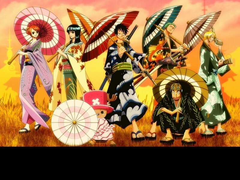 One Piece crew in kimonos
