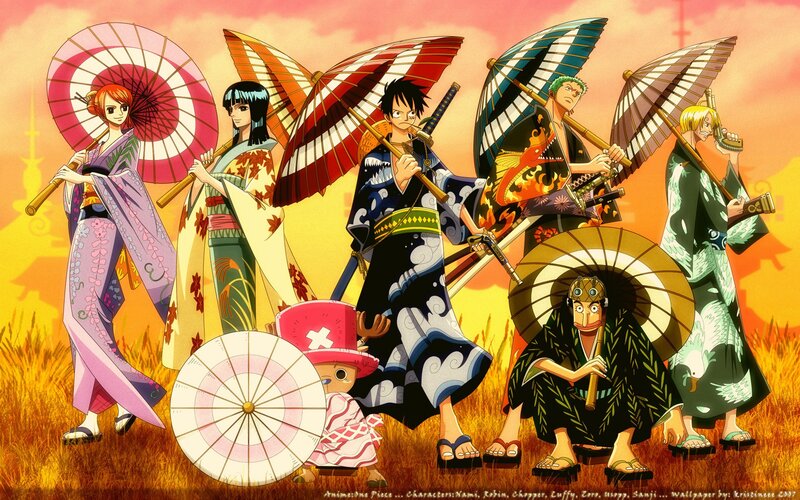 One Piece Crew in Kimonos — Orange