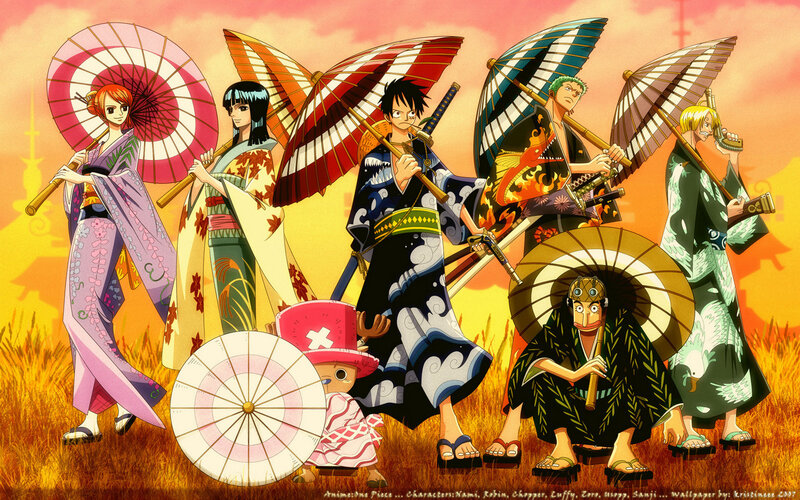 One Piece crew in kimonos
