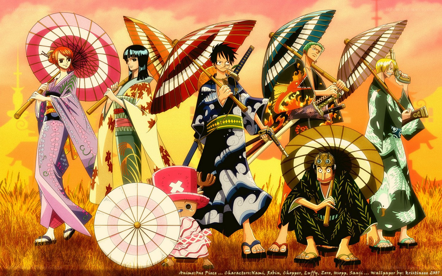 One Piece crew in kimonos