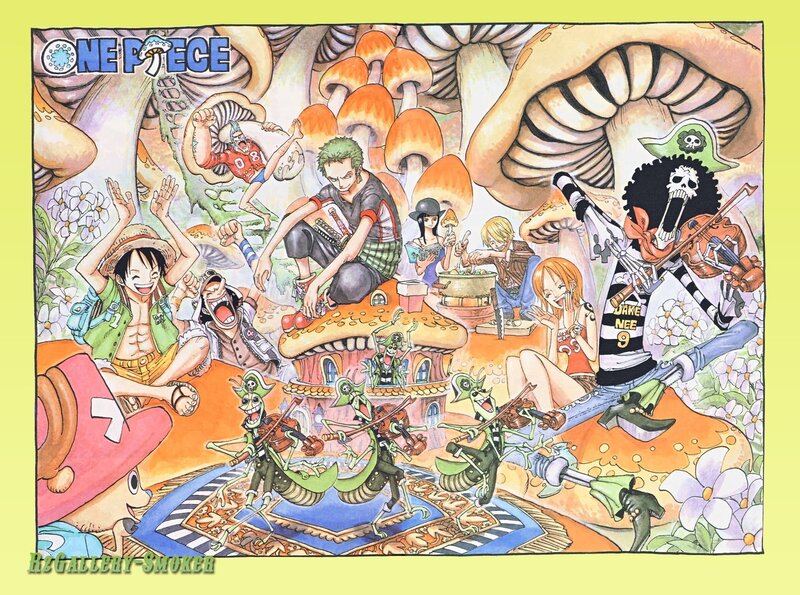 One Piece Crew in Mushroom Forest — Yellow