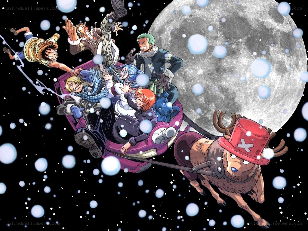 One Piece crew in sleigh