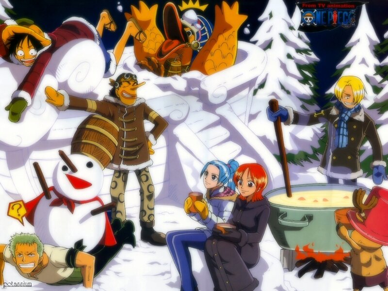 One Piece Crew in Snow — White