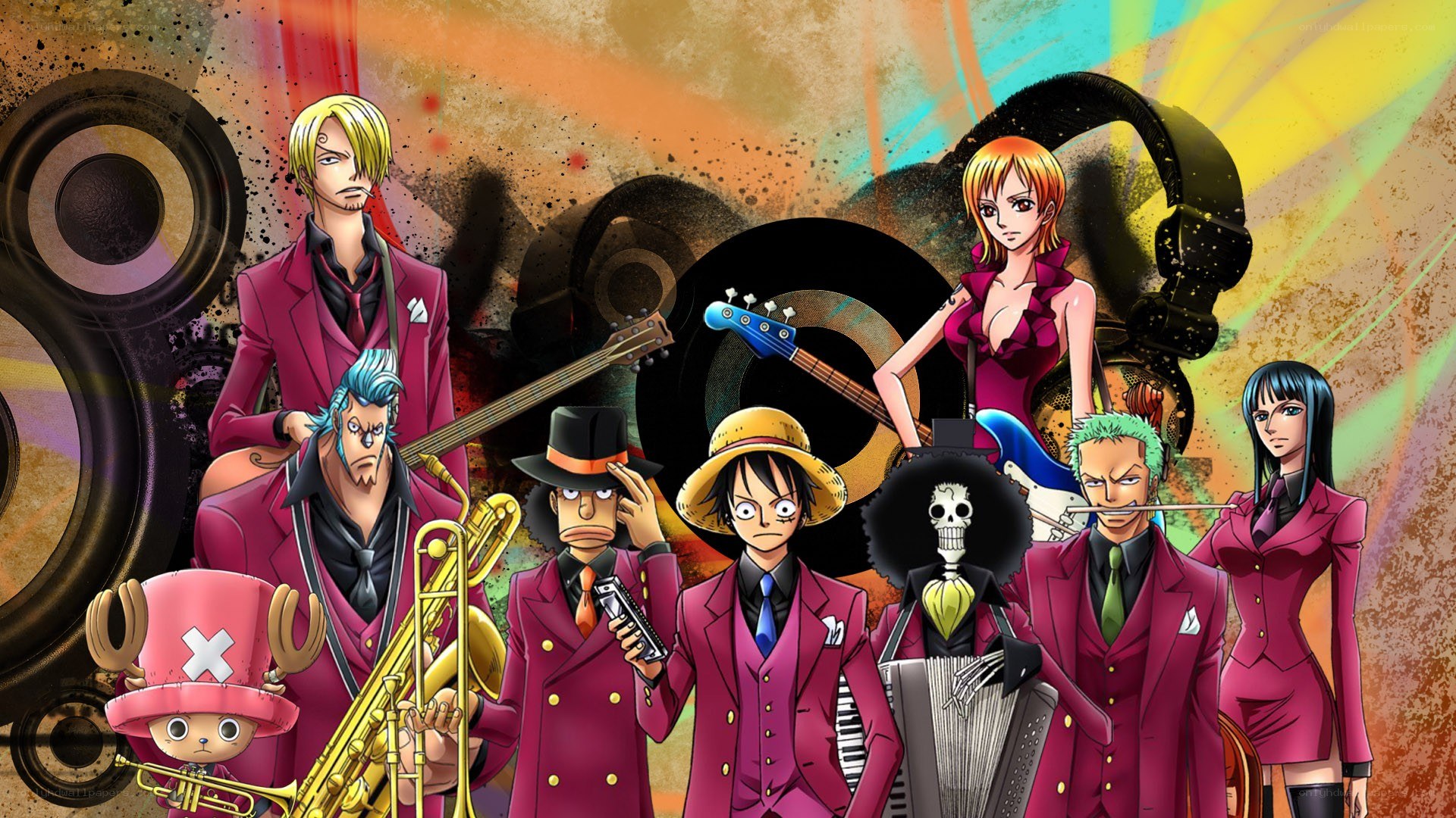 One Piece crew in suits