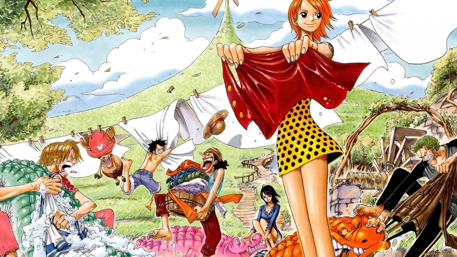 One Piece crew laundry day