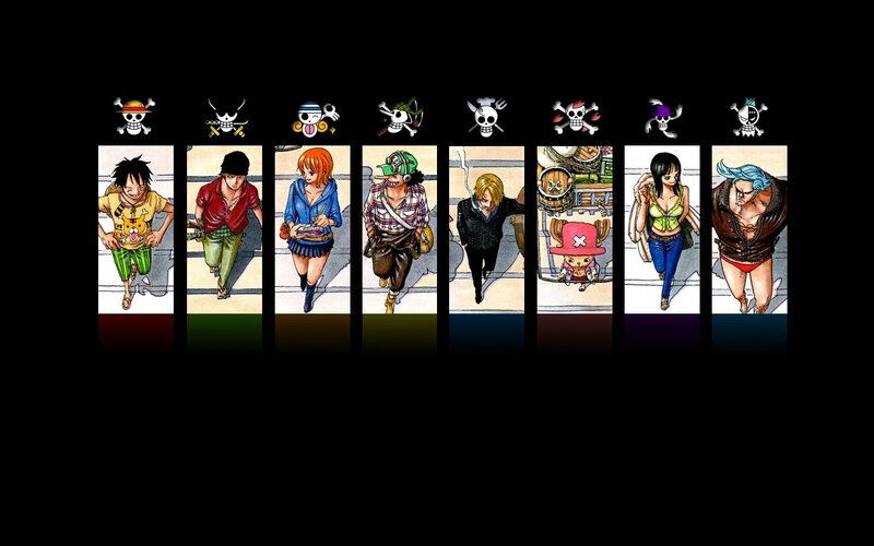 One Piece Crew Members — Black, Adventurous, Manga, Skulls