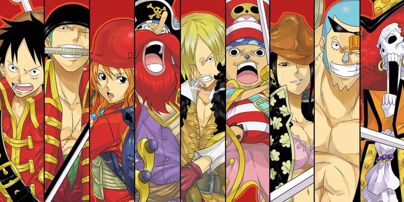 One Piece Crew Members — Red, Energetic