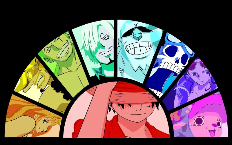 One Piece Crew Members — Red, Vibrant