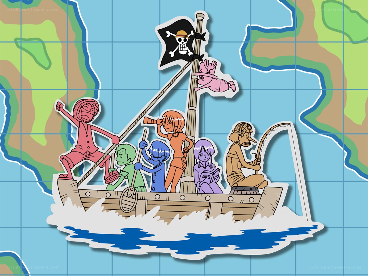 One Piece crew on a boat