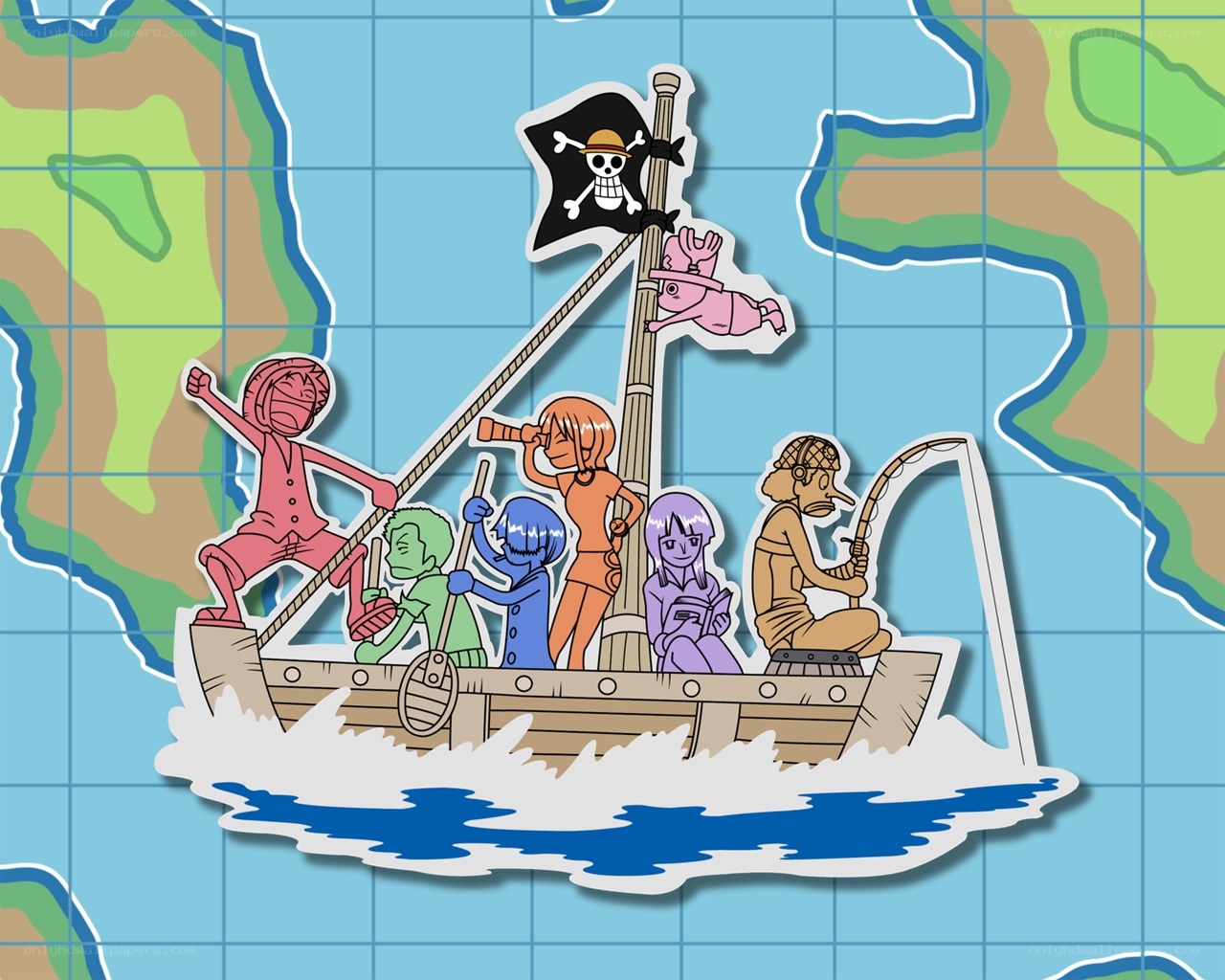 One Piece crew on a boat