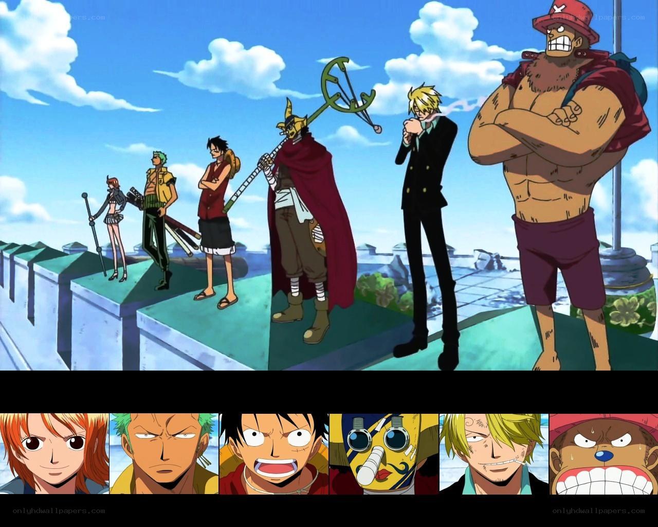 One Piece crew on a rooftop
