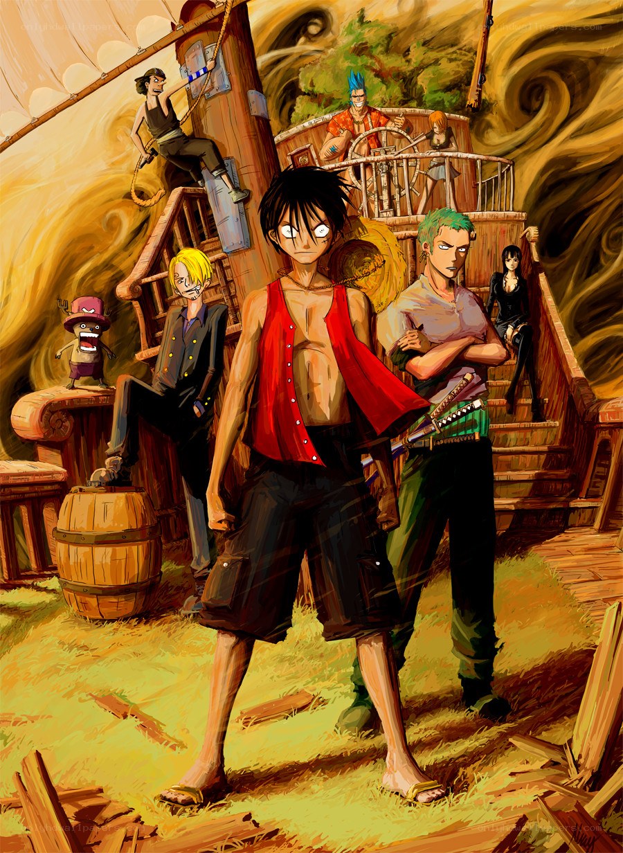 One Piece crew on a ship