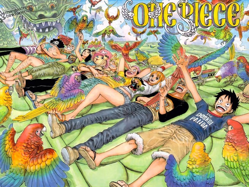 One Piece crew on a tropical island