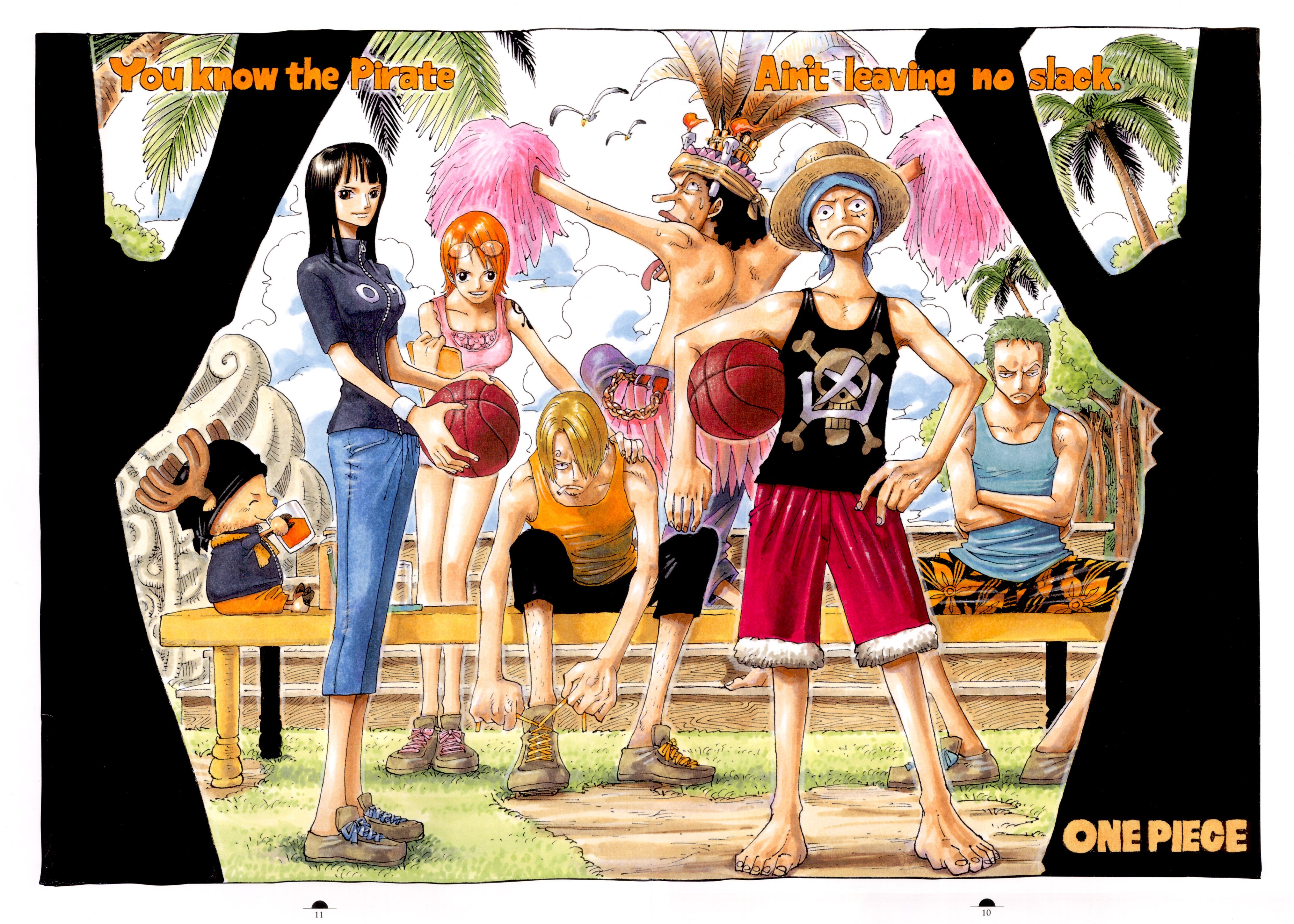 One Piece crew on beach
