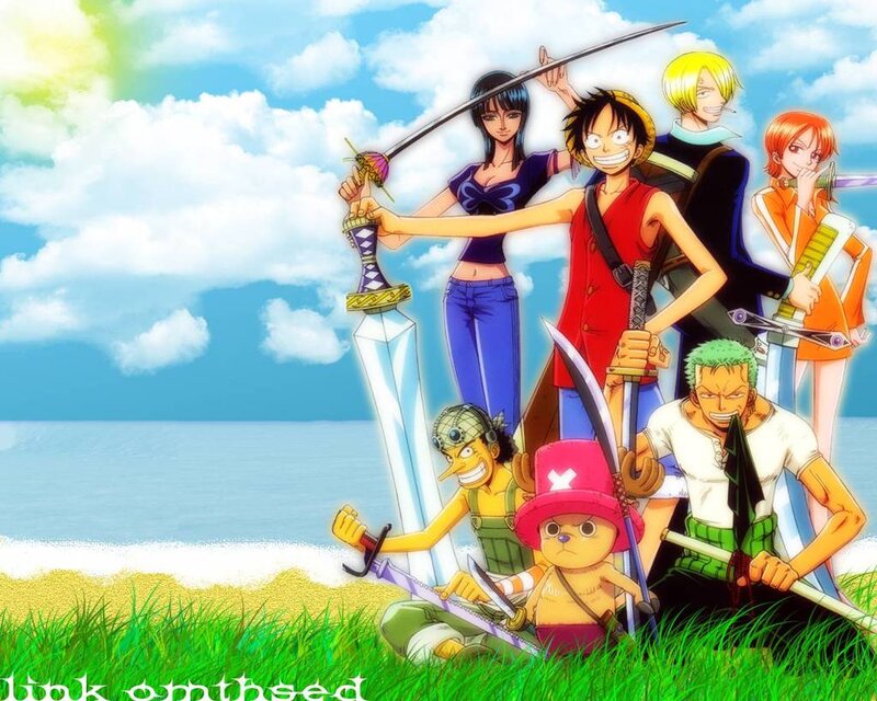 One Piece Crew on Beach — Blue