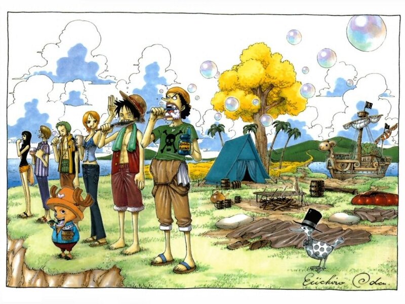 One Piece Crew on Beach — Green