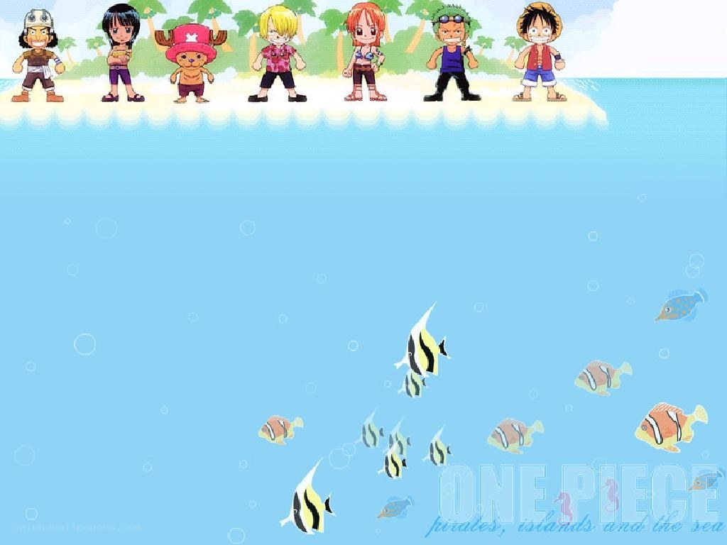 One Piece crew on beach