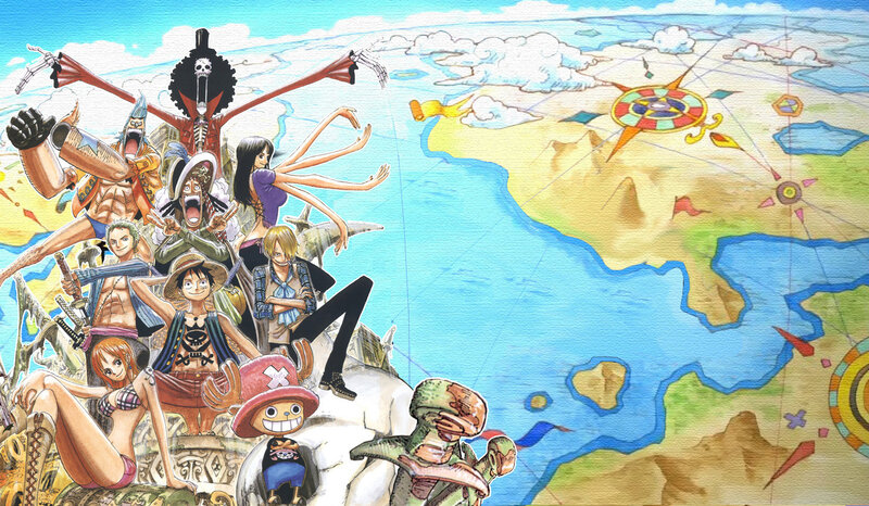 One Piece crew on map