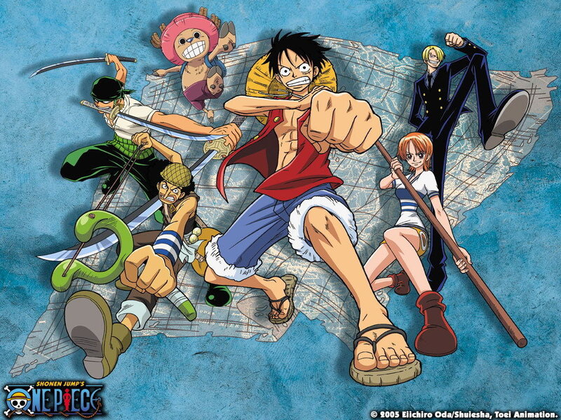 One Piece crew on map