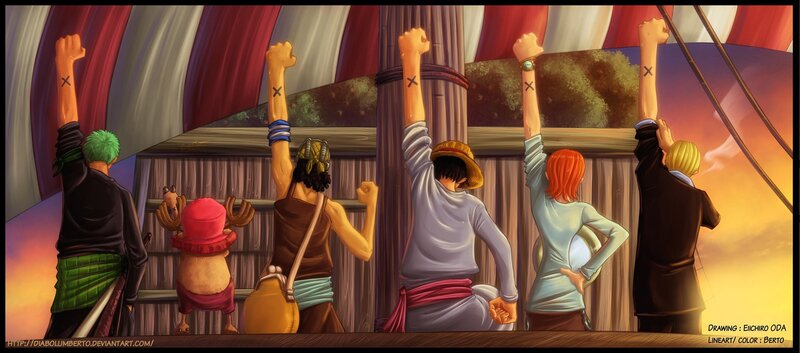 One Piece Crew on Ship — Red
