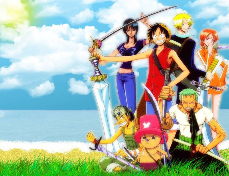One Piece crew on the beach