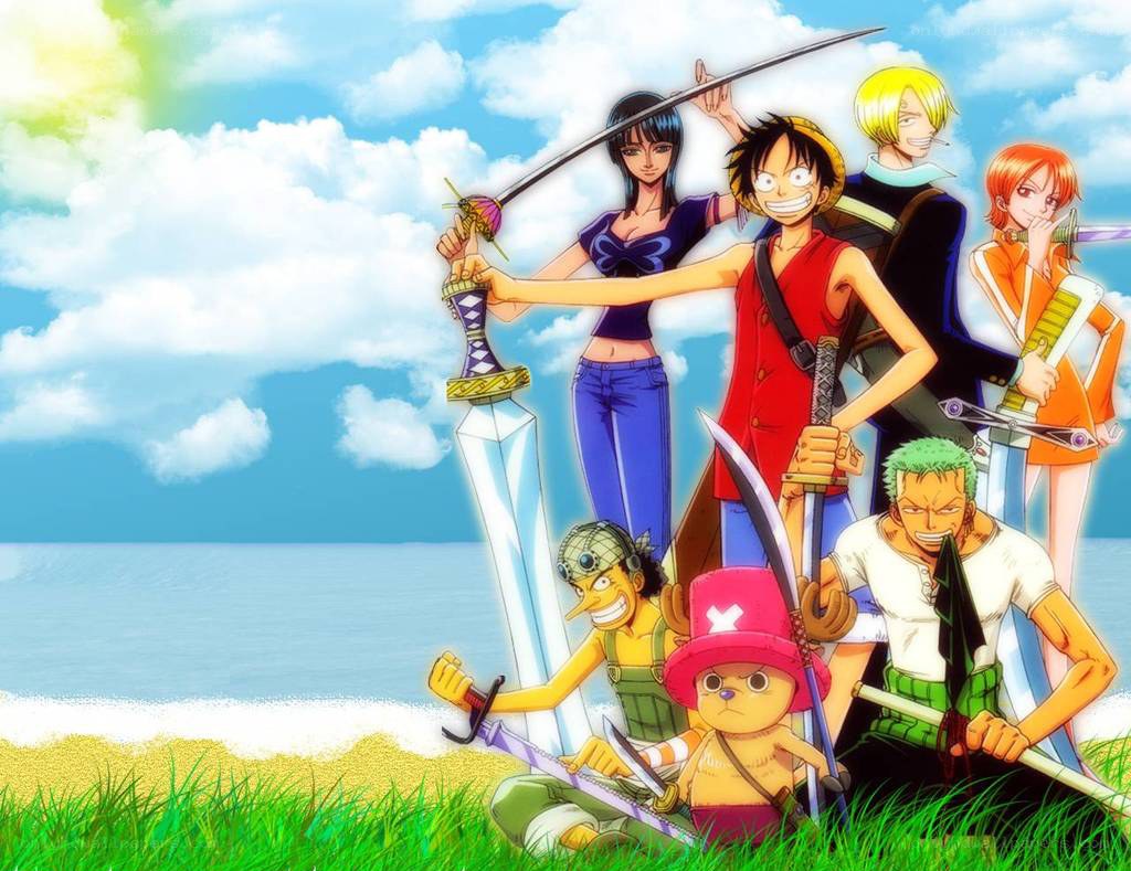 One Piece crew on the beach