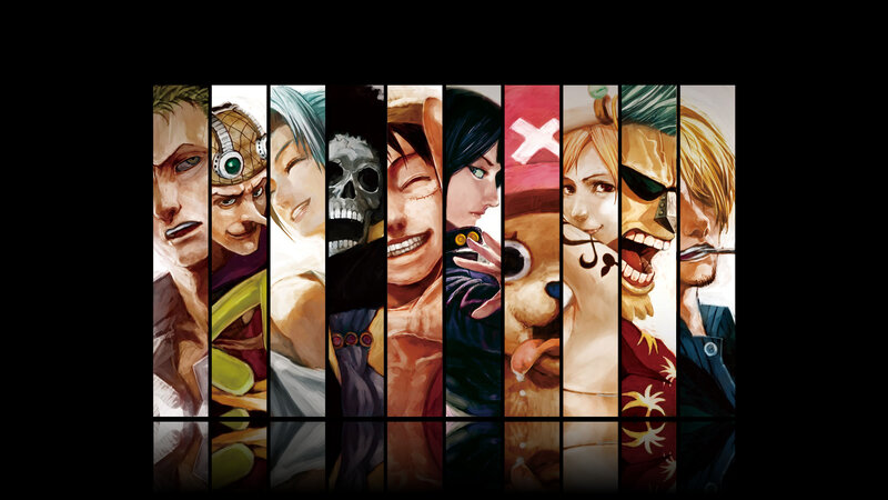 One Piece crew portrait collage