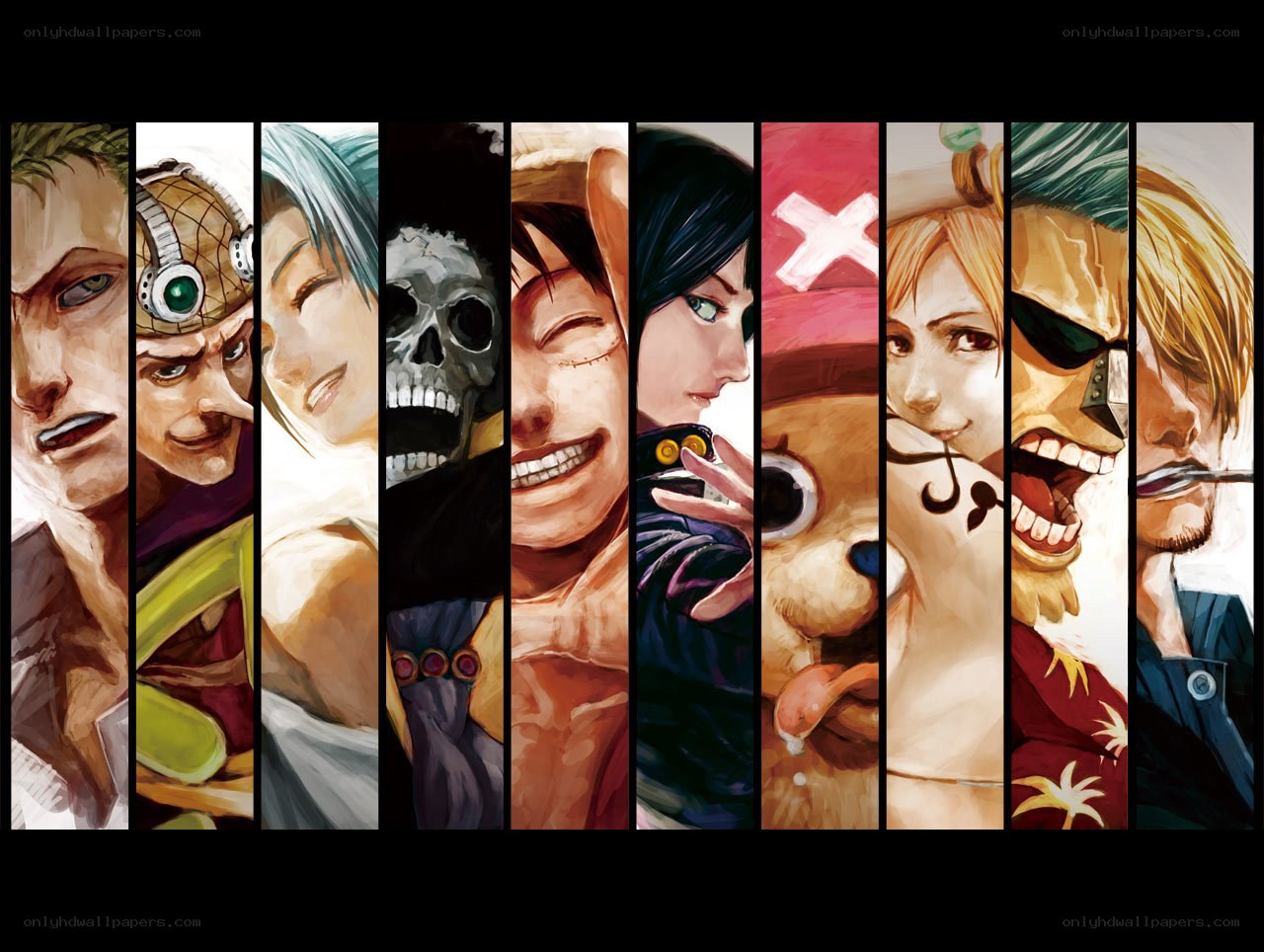One Piece crew portrait collage