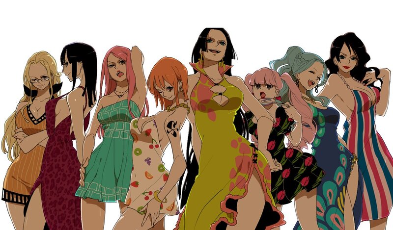 One Piece female characters in dresses