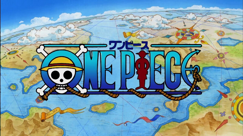 One Piece logo on world map
