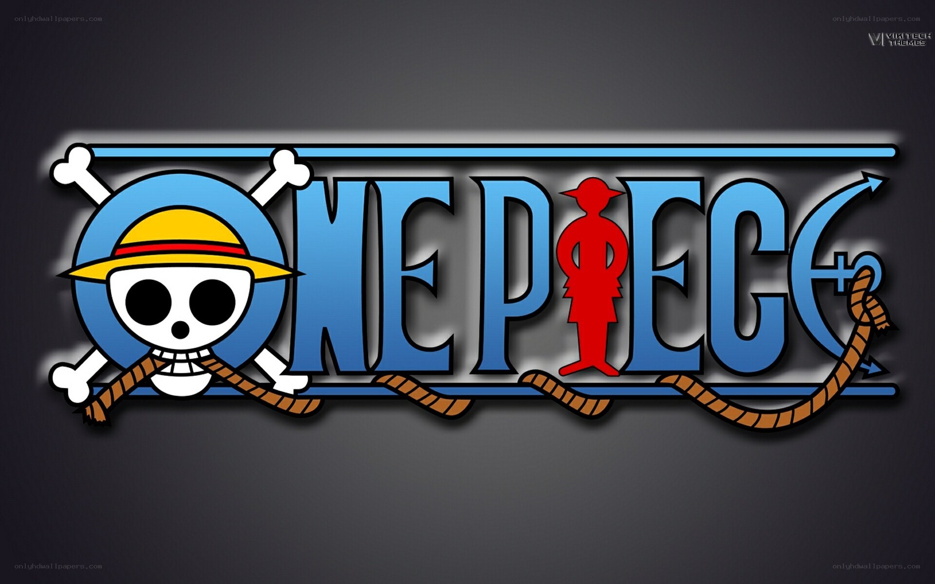 One Piece logo with straw hat skull