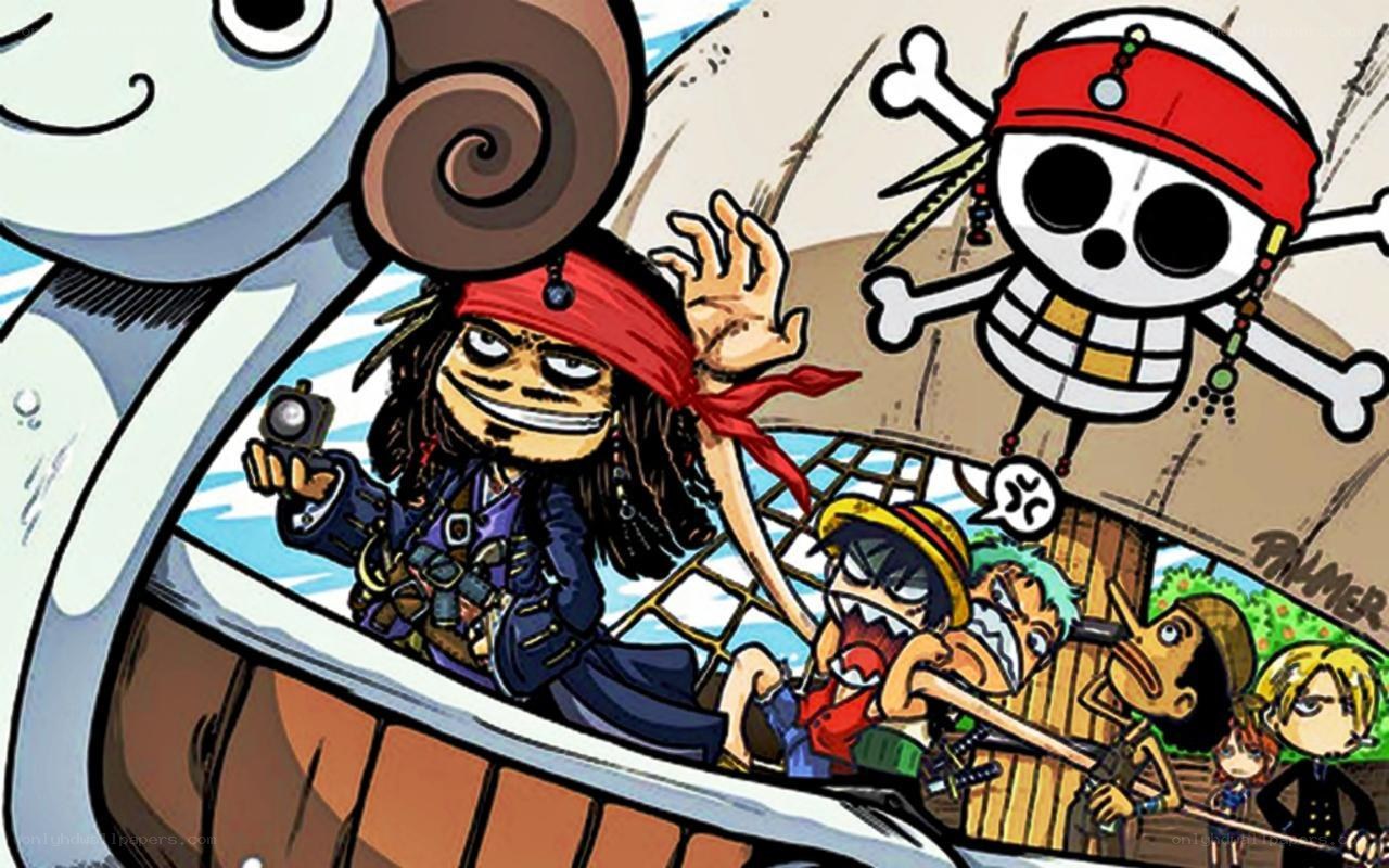 One Piece pirate crew on ship