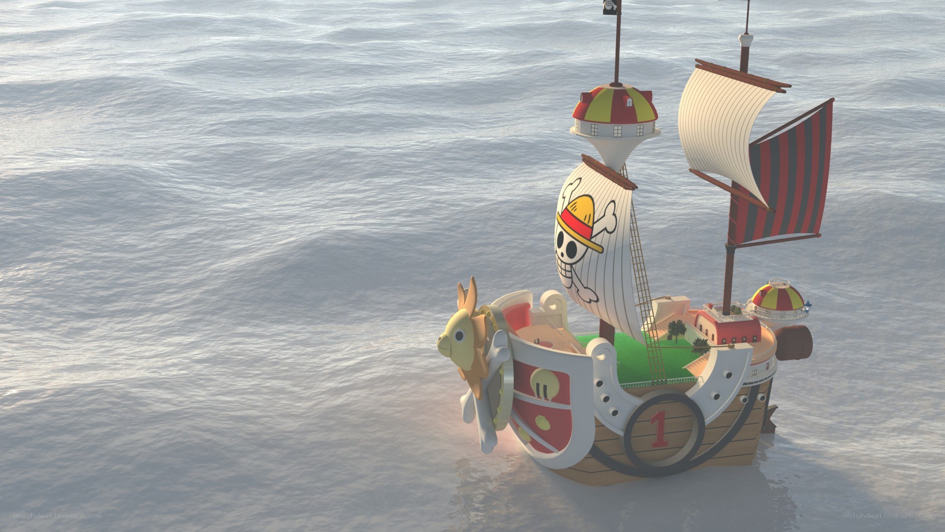 One Piece ship on the ocean