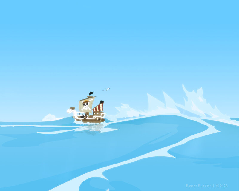 One Piece ship on the ocean