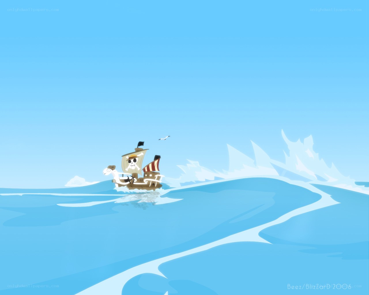 One Piece ship on the ocean