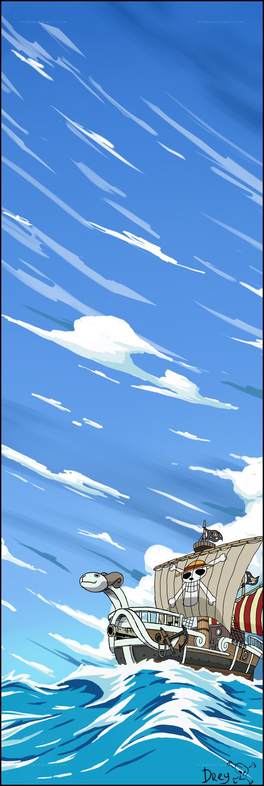 One Piece ship on the open sea