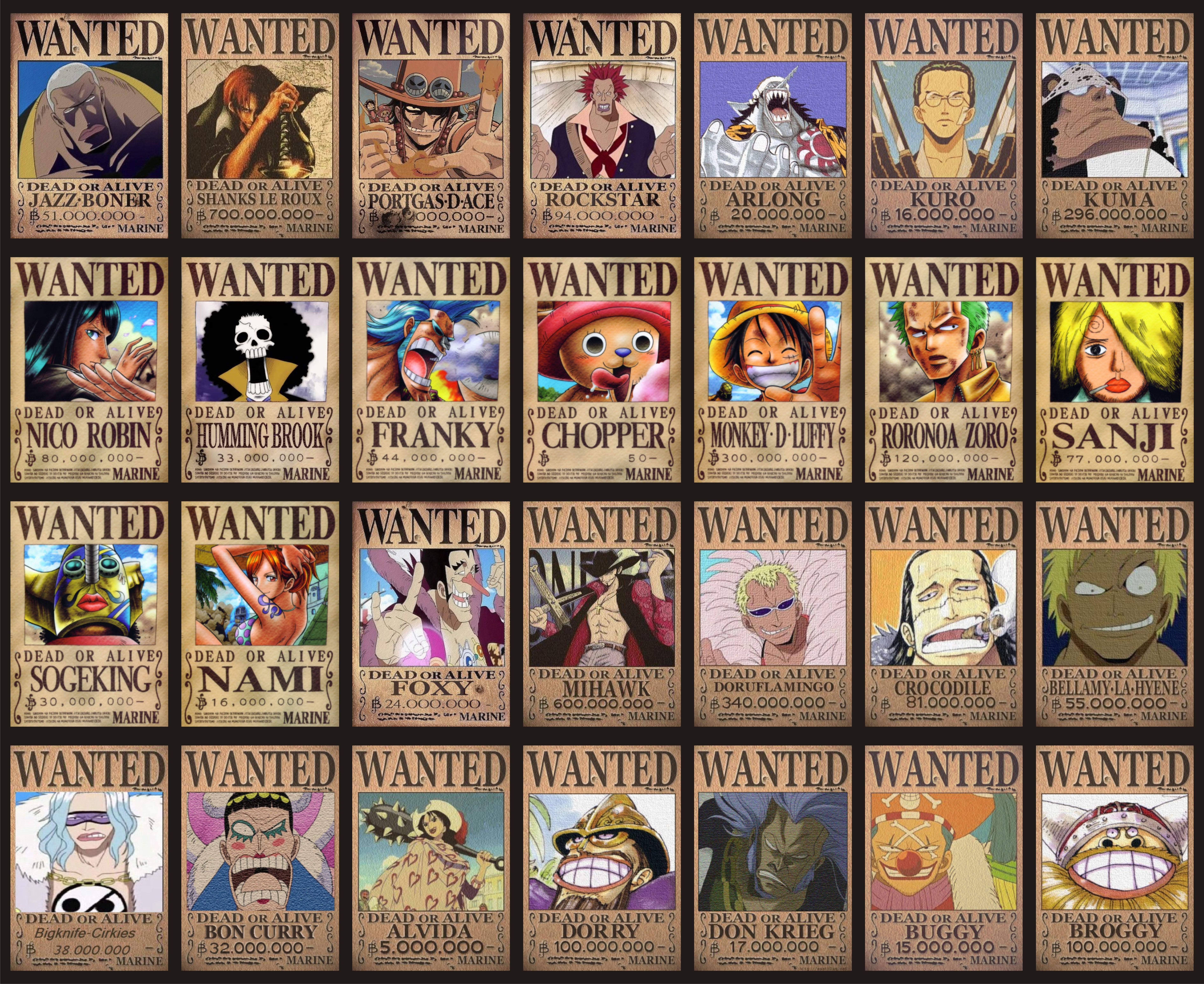 One Piece wanted posters collection