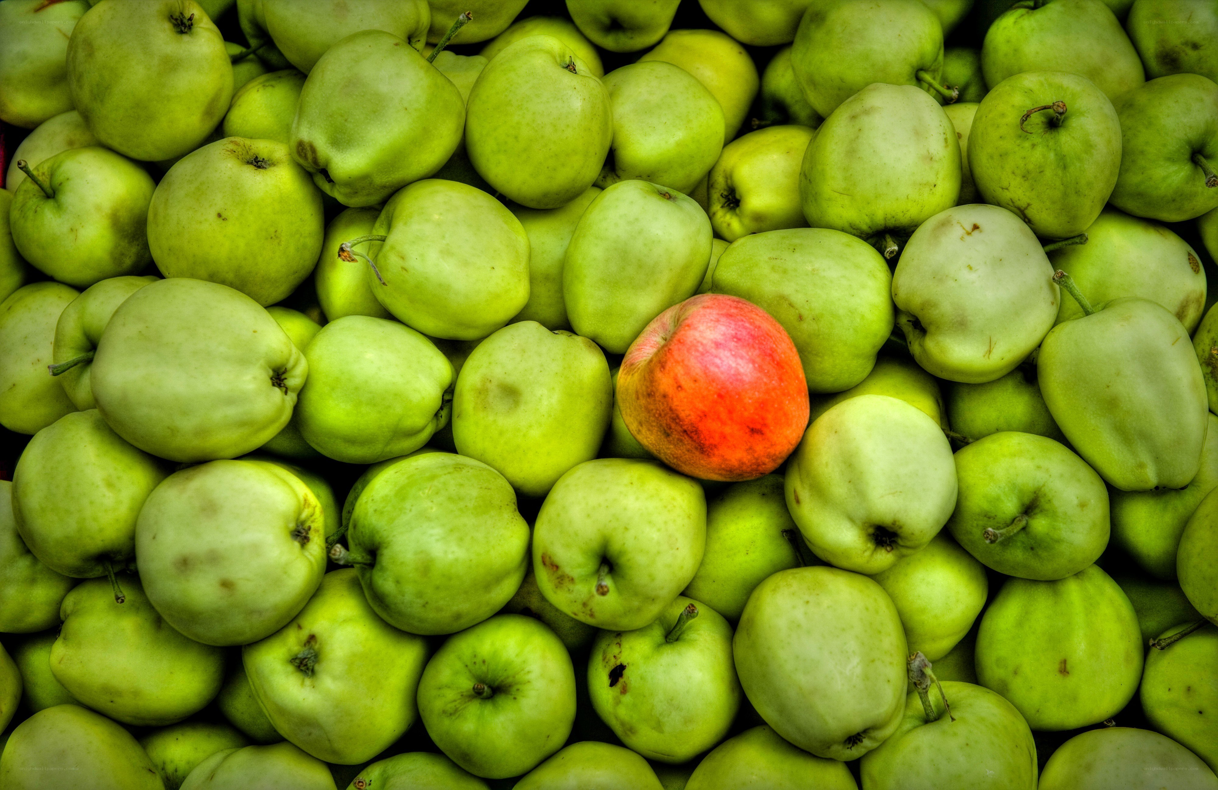 one red apple among green ones
