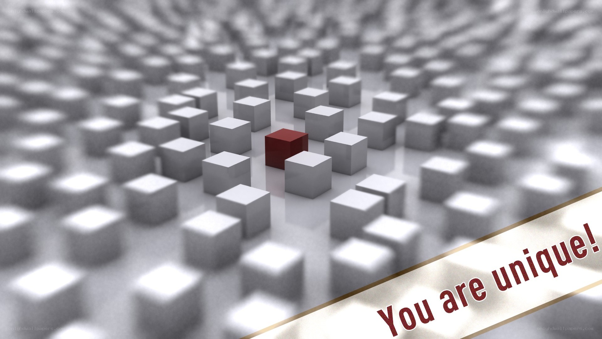 one red cube among many