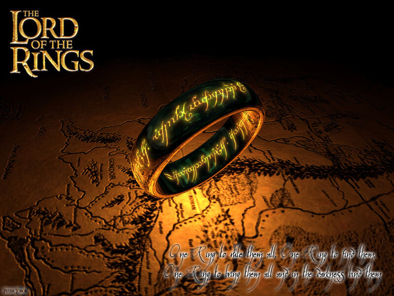One Ring on Map — Gold, Dramatic, Digital Art